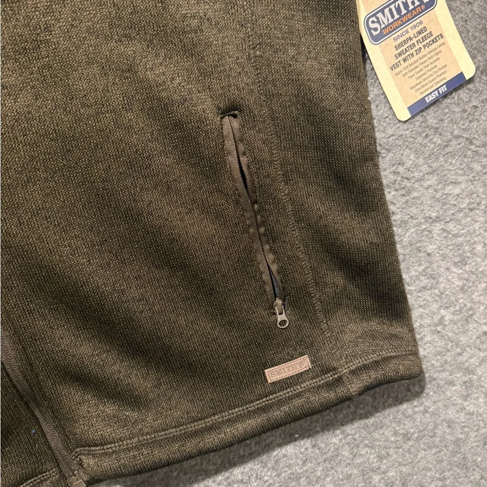 Smiths Workwear Vest Mens XL brown Sherpa lined Sweater Fleece zip pockets NWT